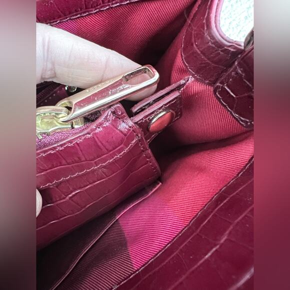 Talbots red leather crocodile embossed crossbody bag satchel work office oxblood - Picture 11 of 12